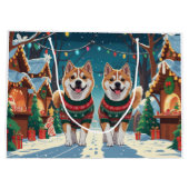 Akita Dogs Christmas Snow Holiday Groot Cadeauzakje (Achterkant)