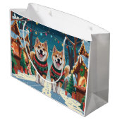 Akita Dogs Christmas Snow Holiday Groot Cadeauzakje (Achterkant Gekanteld)
