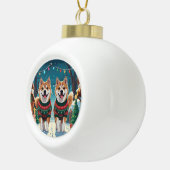 Akita Dogs Christmas Snow Holiday Keramische Bal Ornament (Rechts)