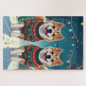 Akita Dogs Christmas Snow Holiday Legpuzzel (Horizontaal)