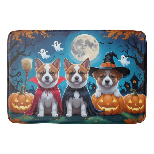Akita Dogs Pumpkin Halloween Grappig Badmat (Voorkant)