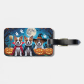 Akita Dogs Pumpkin Halloween Grappig Bagagelabel (Achterkant horizontaal)