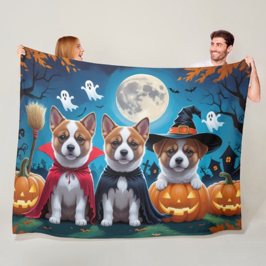 Akita Dogs Pumpkin Halloween Grappig Fleece Deken (In situ)
