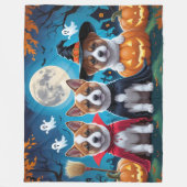 Akita Dogs Pumpkin Halloween Grappig Fleece Deken (Voorkant)
