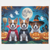 Akita Dogs Pumpkin Halloween Grappig Fleece Deken (Voorkant (Horizontaal))