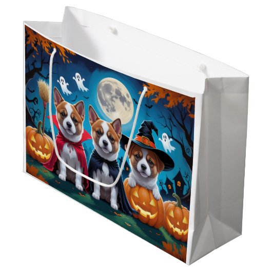 Akita Dogs Pumpkin Halloween Grappig Groot Cadeauzakje (Voorkant Gekanteld)