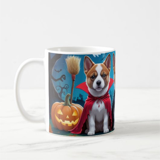 Akita Dogs Pumpkin Halloween Grappig Koffiemok (Links)