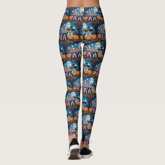 Akita Dogs Pumpkin Halloween Grappig Leggings (Achterkant)