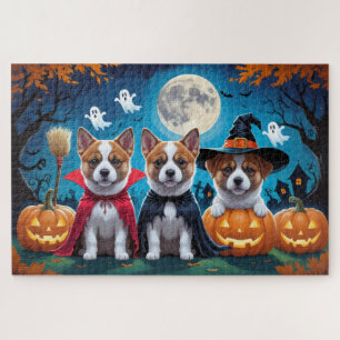 Akita Dogs Pumpkin Halloween Grappig Legpuzzel