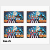 Akita Dogs Pumpkin Halloween Grappig Rechthoekige Sticker (Vel)