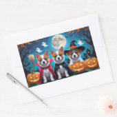 Akita Dogs Pumpkin Halloween Grappig Rechthoekige Sticker (Envelop)