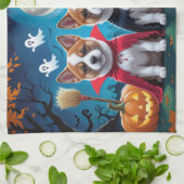 Akita Dogs Pumpkin Halloween Grappig Theedoek (Gevouwen)