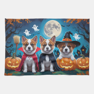 Akita Dogs Pumpkin Halloween Grappig Theedoek