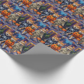 Akita Dogs Trick-or-Treating in Halloween kostuums Cadeaupapier (Hoek)