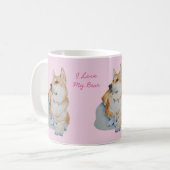 akita en teddy beer portret originele realistische koffiemok (Voorkant links)