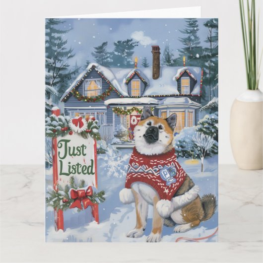 Akita Festive Humor Realtor Christmas Kaart (Voorkant)