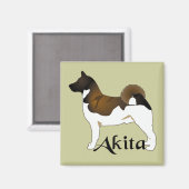 Akita, gedetailleerd magneet (Voorkant / Achterkant)
