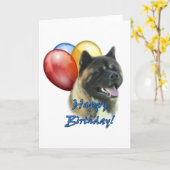 Akita Gelukkige Verjaardag Ballonnen Kaart (Gele Bloem)