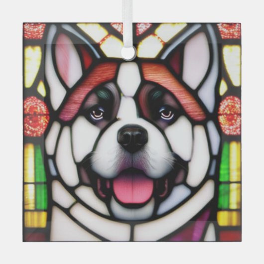 Akita "Glas in lood" Glas Ornament (Voorkant)