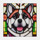 Akita "Glas in lood" Glas Ornament (Achterkant)