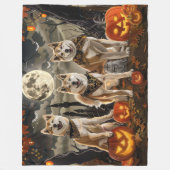 Akita Halloween Griezelen Fleece Deken (Voorkant)