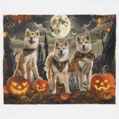 Akita Halloween Griezelen Fleece Deken (Voorkant (Horizontaal))
