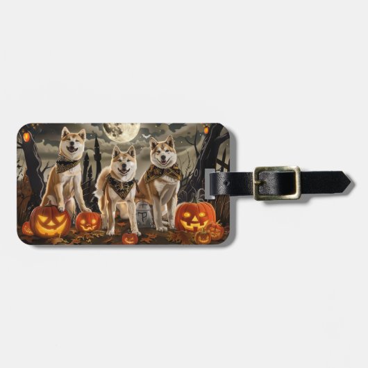 Akita Halloween Griezelig Bagagelabel (Voorkant horizontaal)
