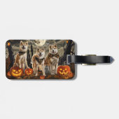 Akita Halloween Griezelig Bagagelabel (Achterkant horizontaal)