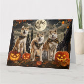 Akita Halloween Griezelig Kaart (Voorkant)