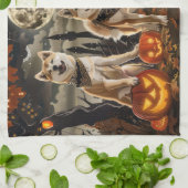 Akita Halloween Griezelig Theedoek (Gevouwen)