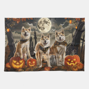 Akita Halloween Griezelig Theedoek