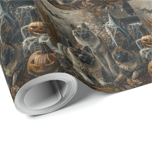 Akita Halloween Nacht Doggy Delight Cadeaupapier (Rol Hoek)