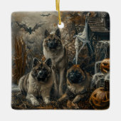 Akita Halloween Nacht Doggy Delight Keramisch Ornament (Voorkant)