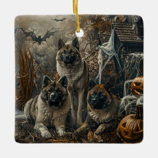 Akita Halloween Nacht Doggy Delight Keramisch Ornament (Voorkant)