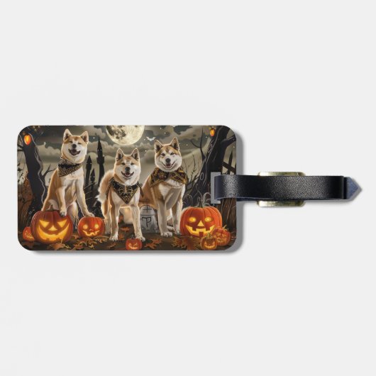 Akita Halloween Spooky Bagagelabel (Achterkant horizontaal)