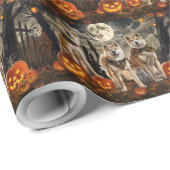 Akita Halloween Spooky Cadeaupapier (Rol Hoek)