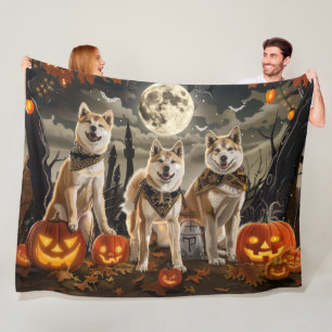 Akita Halloween Spooky Fleece Deken