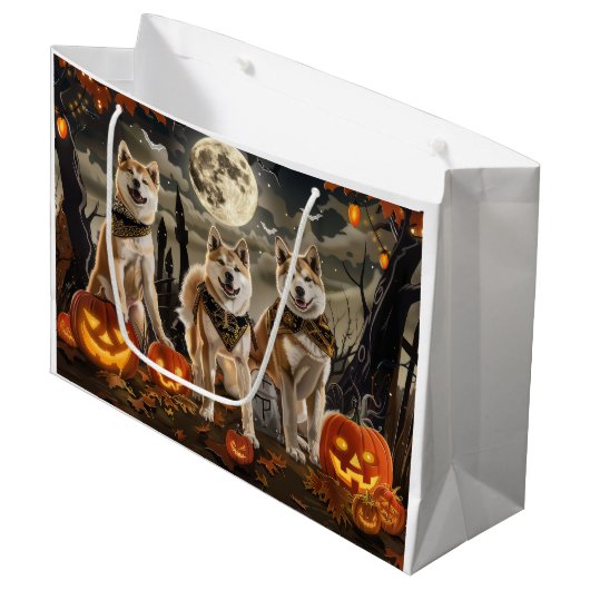 Akita Halloween Spooky Groot Cadeauzakje (Voorkant Gekanteld)