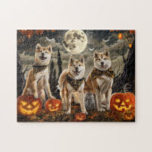 Akita Halloween Spooky Legpuzzel (Horizontaal)