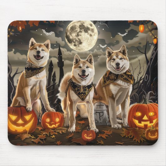Akita Halloween Spooky Muismat (Voorkant)