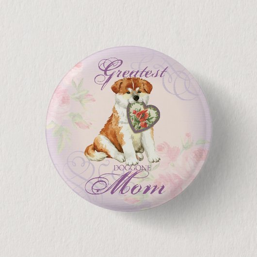 Akita Heart mama Ronde Button 3,2 Cm (Voorkant)