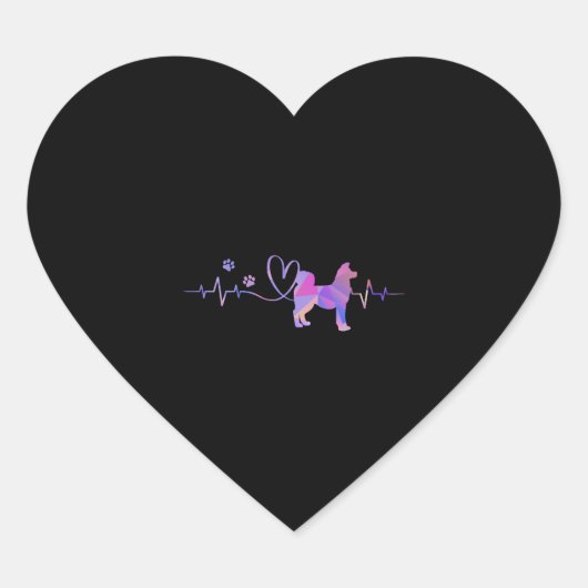 Akita Heartbeat Hart Sticker (Voorkant)