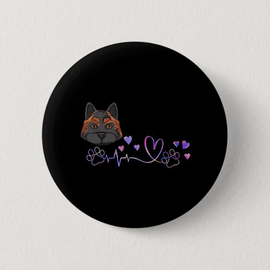 Akita Heartbeat Ronde Button 5,7 Cm (Voorkant)
