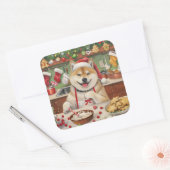 Akita Holiday Baking: Feestelijke Kerst Vierkante Sticker (Envelop)