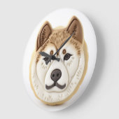 Akita Hond 3D Geïnspireerd Grote Klok (Hoek)