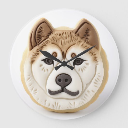 Akita Hond 3D Geïnspireerd Grote Klok (Voorkant)