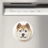 Akita-hond 3D-geïnspireerd Magneet (Insitu (Vaatwasser))