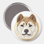 Akita-hond 3D-geïnspireerd Magneet (Voorkant / Achterkant)