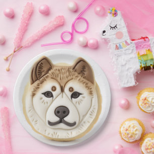 Akita-hond 3D-geïnspireerd Papieren Bordje