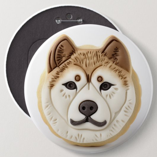 Akita-hond 3D-geïnspireerd Ronde Button 6,0 Cm (Voorkant /achterkant)